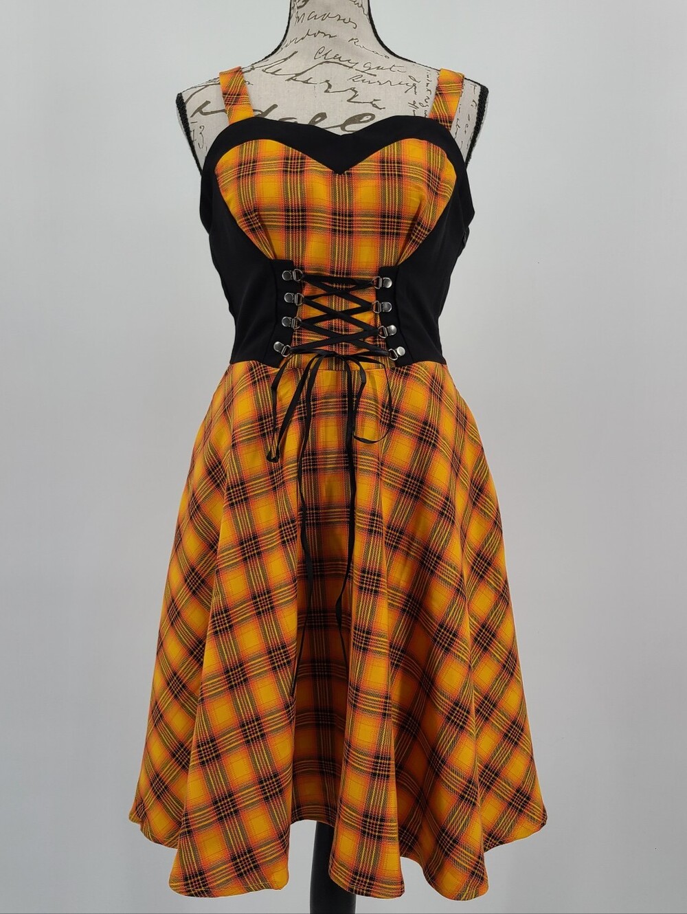 Unique Vintage's Orchid Bloom Plaid Corset Bodice Dress Size 6 - Picture 4 of 14